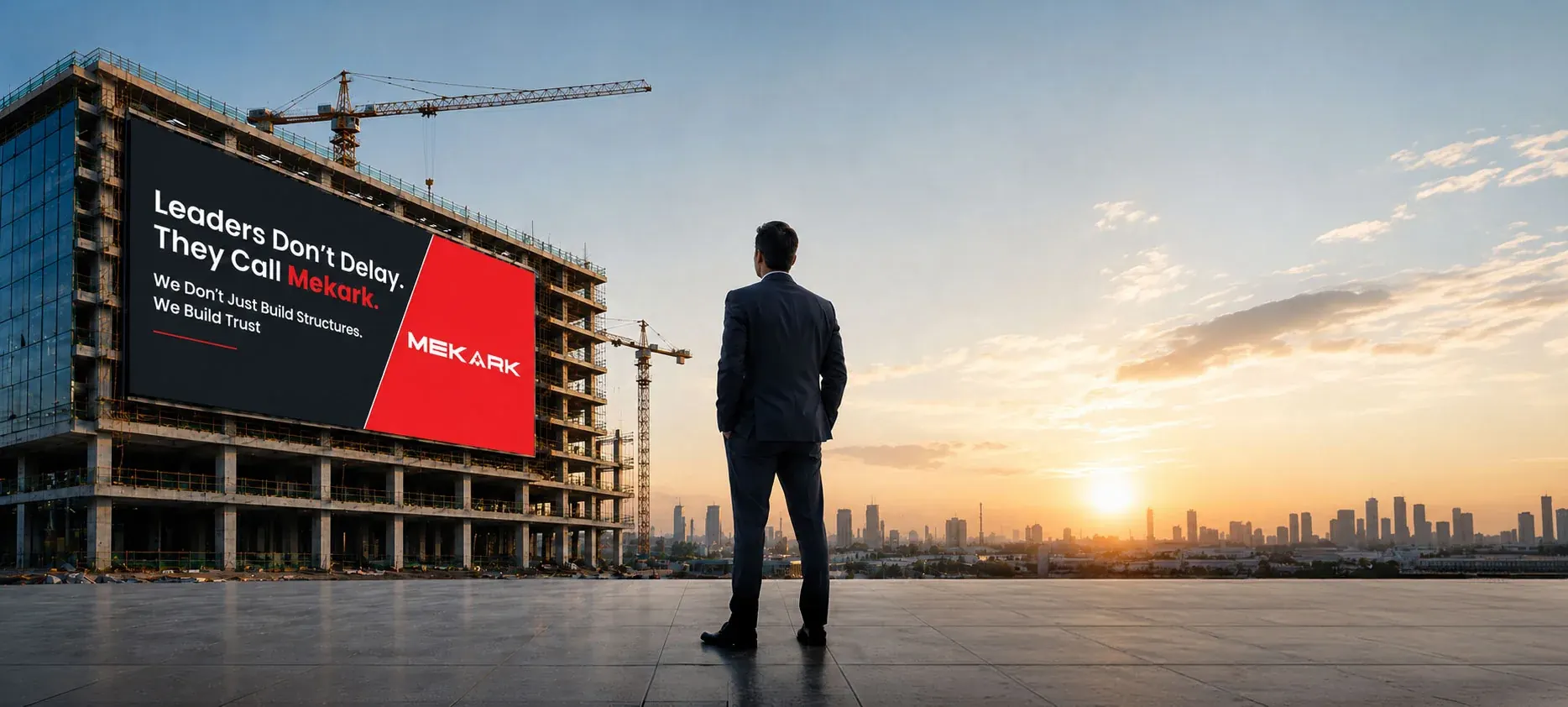Mekark billboard on an industrial construction site